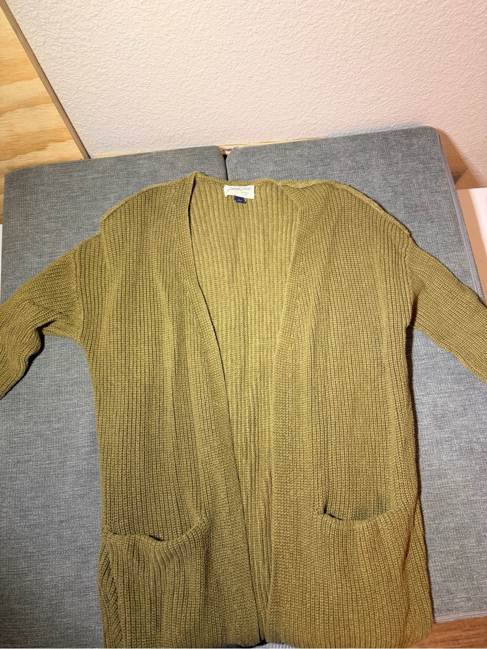 Universal Thread Olive Ribbed Open Front Cardigan - Picture 2 of 2